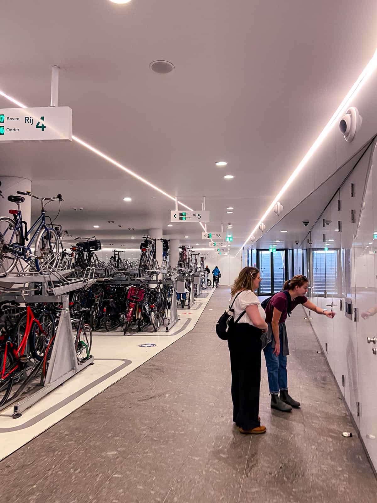 Inside an underground bike storage center in Amsterdam