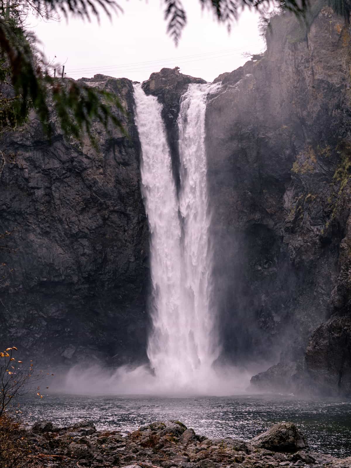 Snoqualmie Falls waterfall viewed from straight on