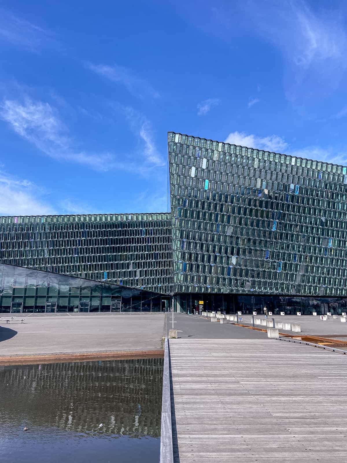 A glassy building with hexagonal windows