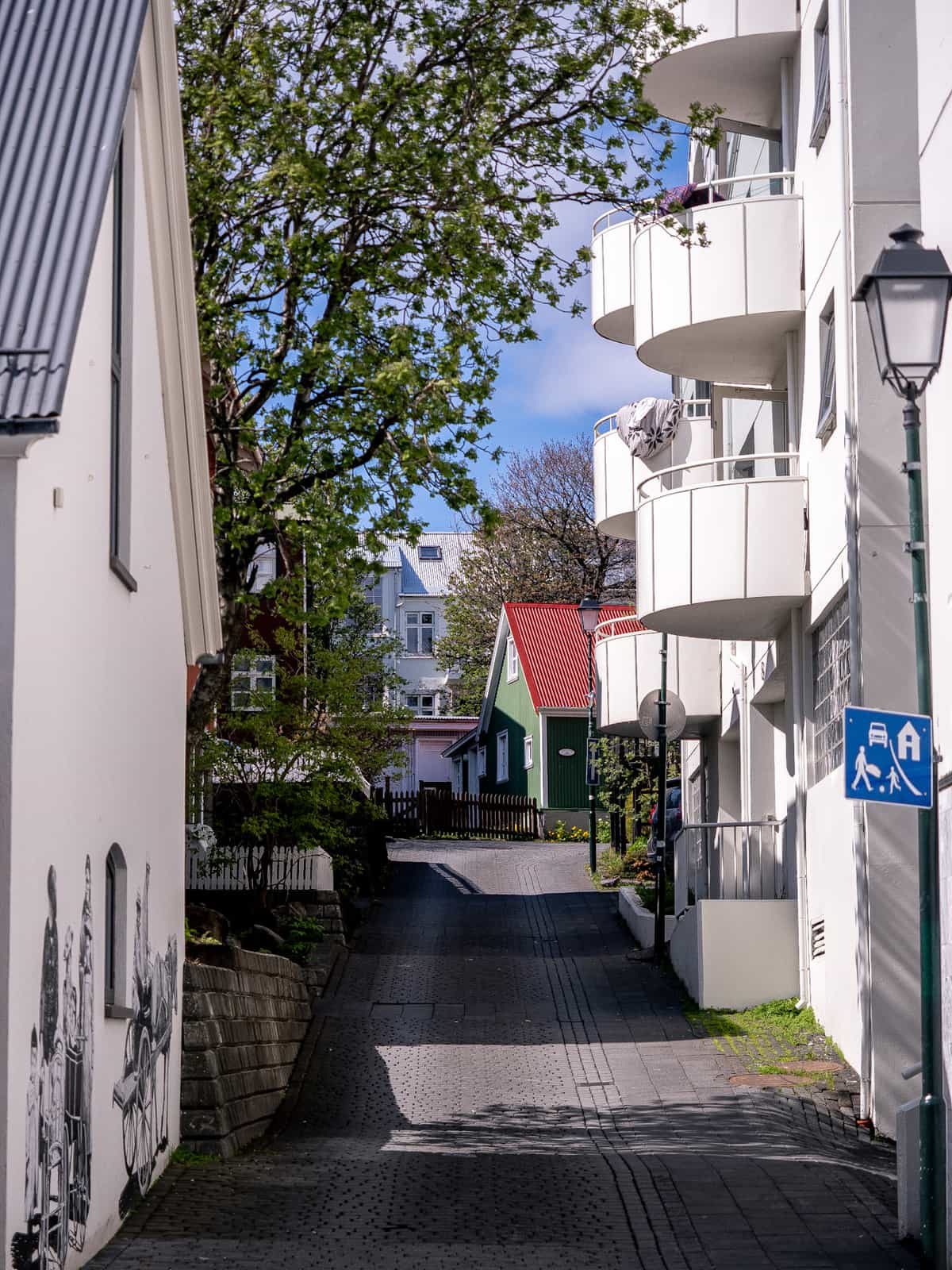 Traditional Icelandic building line a city street